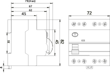 Residual Overcurrent Circuit Braker RCD/63A/4P, 63A, 30mA, 4-pole type AC