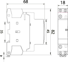 Modular Contactor SM25A/2NO/1P, 25A, contacts 2xNO (normally open), coil 230V, 1-module