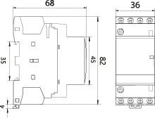 Modular Contactor SM25A/4NO/2P, 25A, contacts 4xNO (normally open), coil 230V, 2-modules