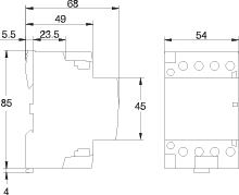 Modular Contactor SM40A/4NO/3P, 40A, contacts 4xNO (normally open), coil 230V, 3-modules