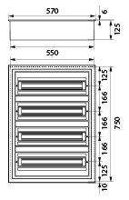 Rozdzielnica Podtynkowa DARP-96 QUITELINE (4x24), drzwi aluminiowe lakierowane, etykiety opisowe, aluminiowa szyna TH (euroszyna), IP54