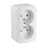 Double surface mouted socket GNBD250 2x2P+Z, color: white, 250V~, 16A
