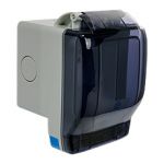 Hermetic Socket AVE IP66 2P+Z SCHUKO with hinged transparent lid, colour: gray, 16A, 250V~