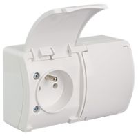 Switches and Sockets - KOALA - colour: white - Double Socket (2x2P+Z) VG-2, with earthing contact, screw type terminals, IP44