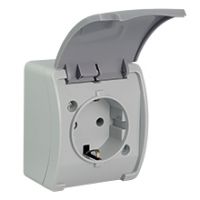 Switches and Sockets - KOALA - colour: gray-graphite - Single Socket (Schuko 2P+Z) VG-1S, with Schuko type earthing contact, screw type terminals, IP44
