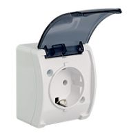 Switches and Sockets - KOALA - colour: white - Single Socket (Schuko 2P+Z) VG-1S, with Schuko type earthing contact, screw type terminals, IP44