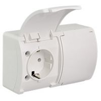 Switches and Sockets - KOALA - colour: white - Double Socket (Schuko 2x2P+Z) VG-2S, with Schuko type earthing contact, screw type terminals, IP44