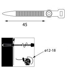 Uchwyt Paskowy Zaciskowy UP-z Ø18 UV, 45mm, czarny