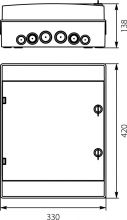 Rozdzielnica hermet. RH-24/B (białe drzwi), listwy zaciskowe, wspornik TH35, IK07, 1000V DC, IP65
